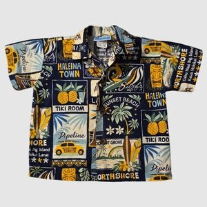RJC Hawaiian Shirt Boys Toddler Sz 18M Blue Multi Travel Tropical Tiki Surfer